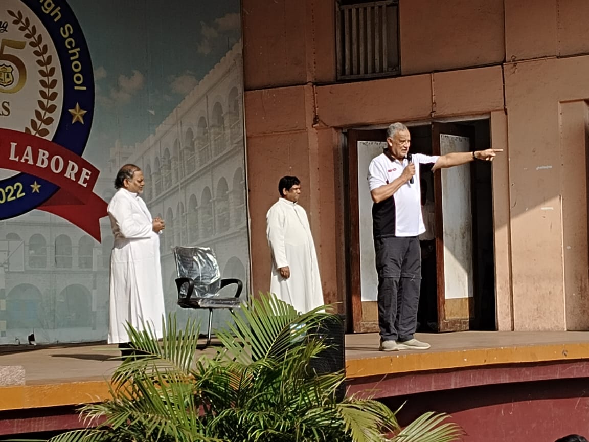 Felicitation of our Illustrious Aloysian Alumnus Mr John Castellas in the School Assembly